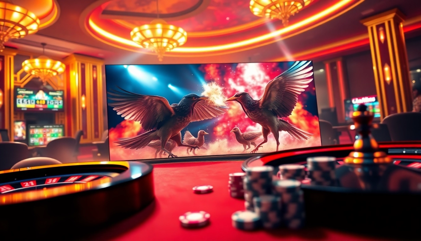 Experience the thrilling action of đá gà trực tiếp in a vibrant online gambling setting.