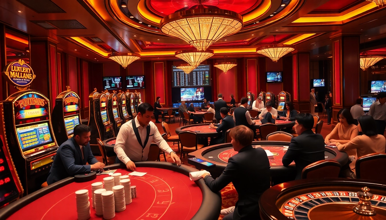 Players engaging at luxury casino tables depicting MMOO gambling experience highlights.