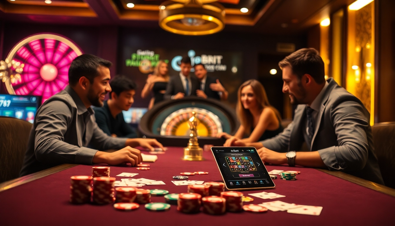 Betting excitement at thabet777 casino with bright poker chips and a spinning roulette wheel.