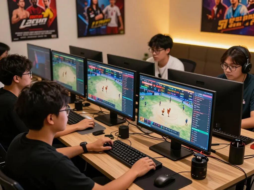 Pengguna antusias terlibat dalam taruhan sabung ayam online dengan tampilan digital yang cerah.