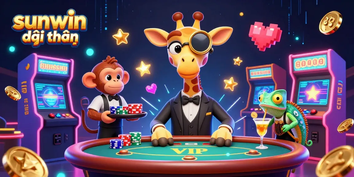 Engage with thrilling sunwin đổi thưởng in a vibrant, lively casino scene featuring unique character interactions and rich decorations.