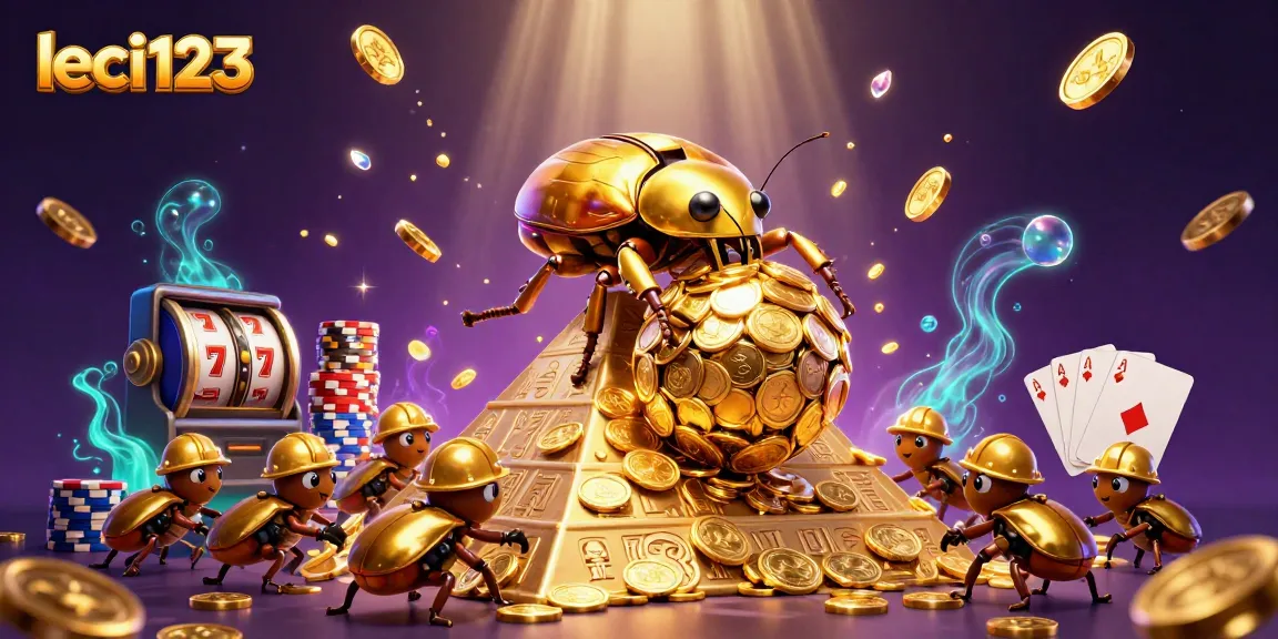 Menang besar sambil bermain slot di leci123 dengan koin emas dan simulasi kartu.
