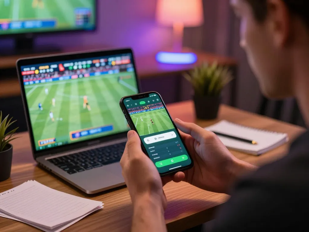 S8 sports betting app displayed on smartphone screen during intense live sports action.