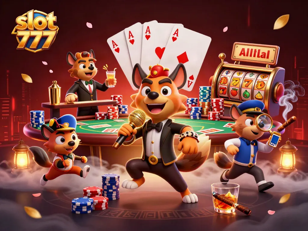 Mainkan slot 777 berbasis kasino dengan hyena lucu di panggung komedi dan slot mengesankan.