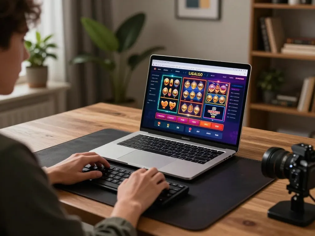 LIGALGO online gaming setup showcasing vibrant casino interface and player engagement.