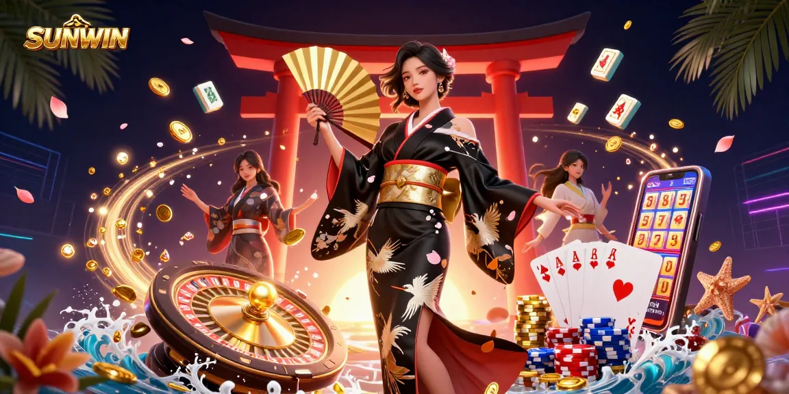 Spin to win with SUNWIN's vibrant casino scene featuring golden coins and dynamic game elements.