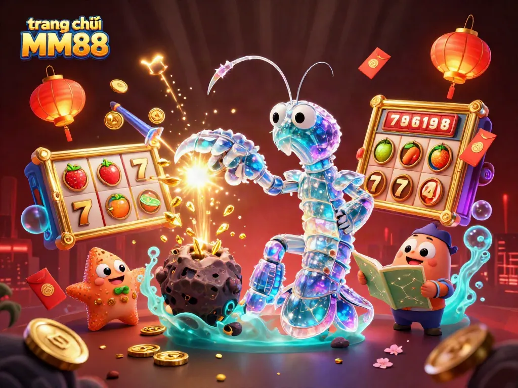Spin to win on trang chủ MM88 with a vibrant 3D illustration capturing dynamic slot elements.