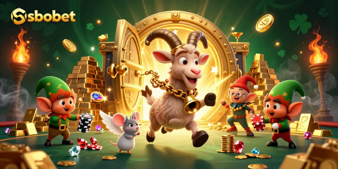 Engage in sbobet online betting adventures with a festive scene bursting with excitement and treasures.