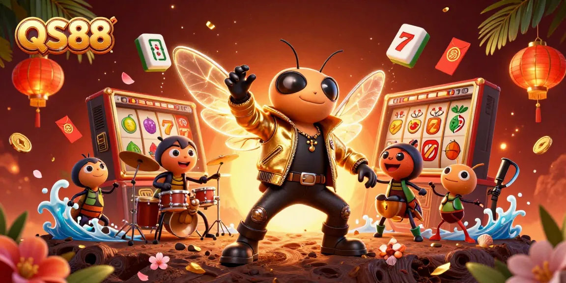 Experience thrilling gameplay with QS88 as a dynamic rock star leads a lively casino scene.