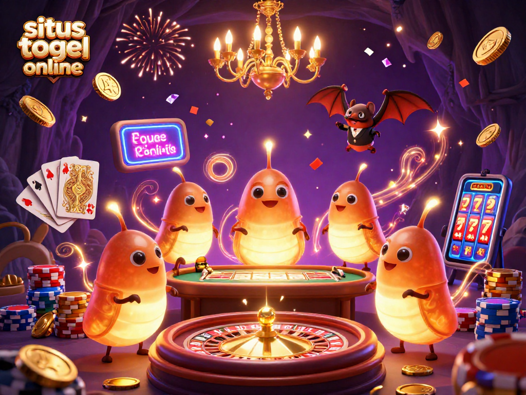 Menyaksikan situs togel online dengan tim glowworm berkilau di kasino gua bercahaya penuh harta karun