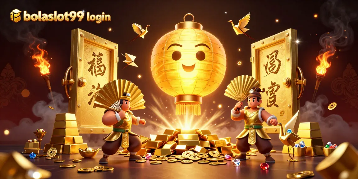 Join the fun with bolaslot99 login where glowing lanterns illuminate a treasure-filled casino scene.