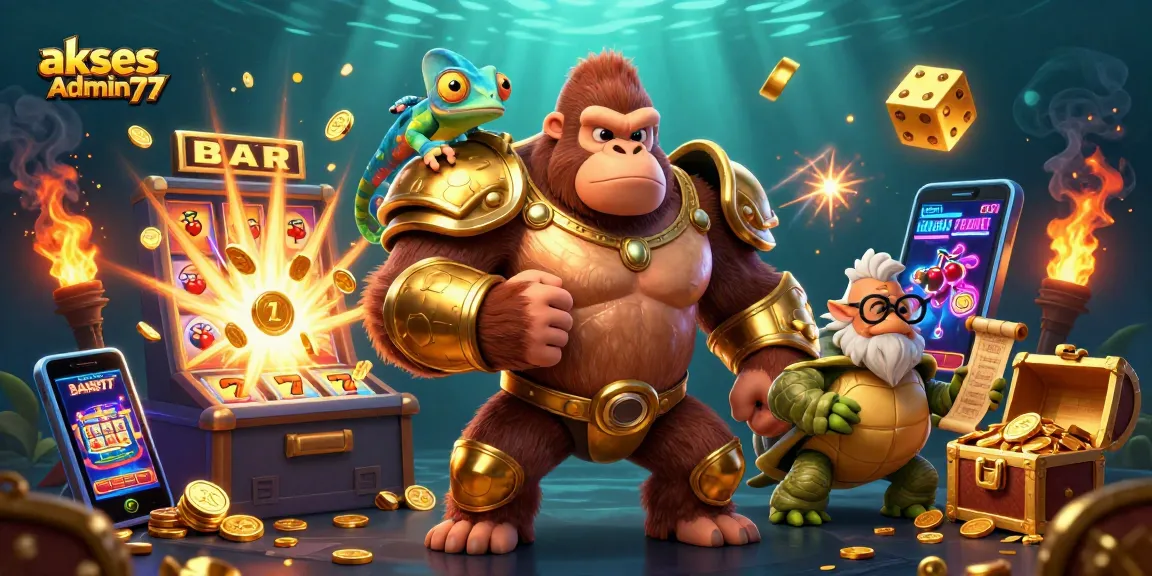 Experience the excitement of akses Admin77 with the gorilla king and treasure-filled slot machines!