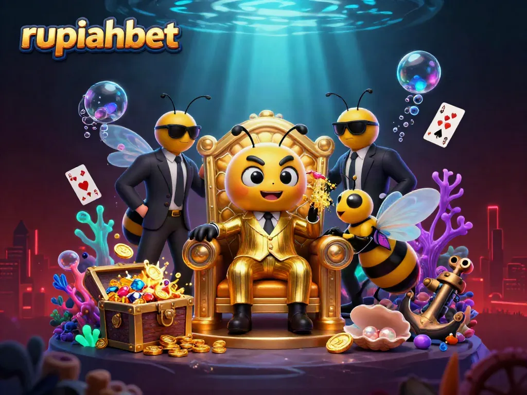 Experience the excitement of rupiahbet in this action-packed 3D casino illustration with a bumblebee mob boss.