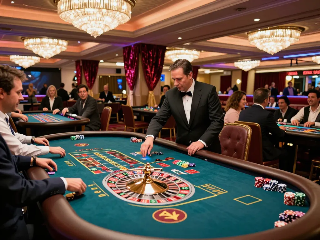 Engaging roulette gameplay at LV88 casino with vibrant players and elegant atmosphere