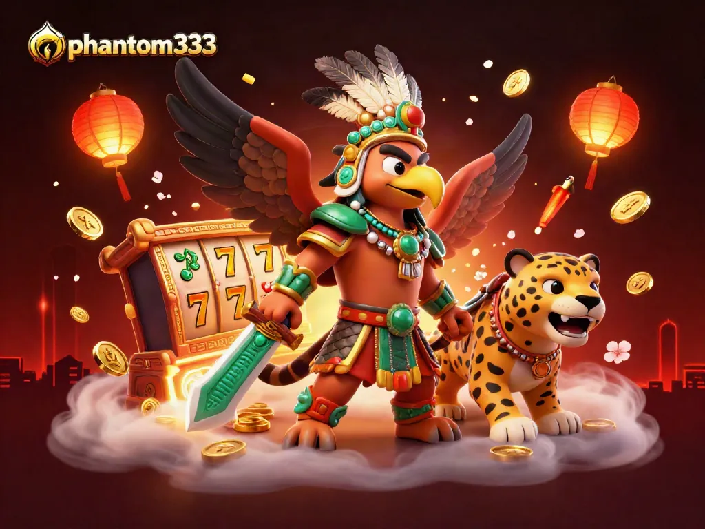 Spin winning jackpots with phantom333's vibrant slot reels in this dynamic casino scene.