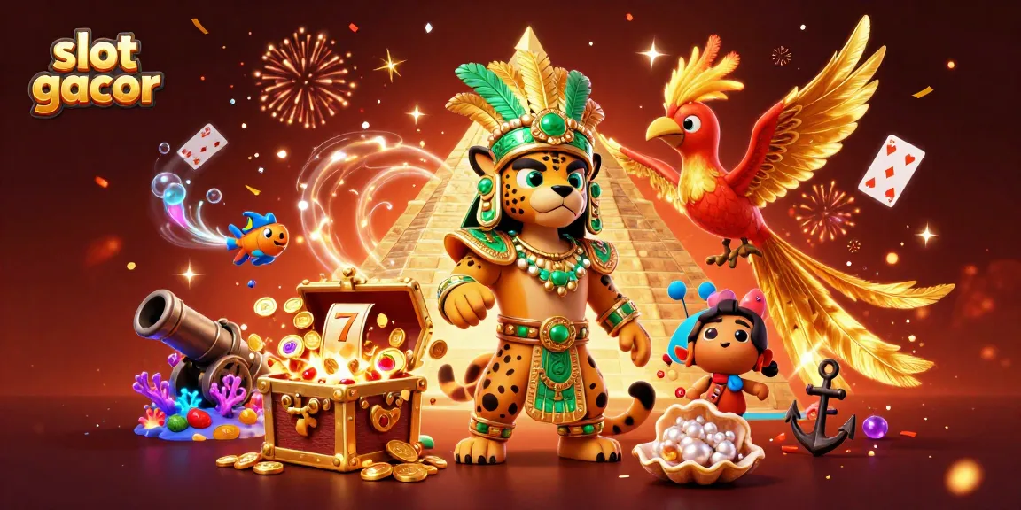 Experience thrilling gameplay with slot gacor as vibrant icons burst into gold in this colorful illustration.