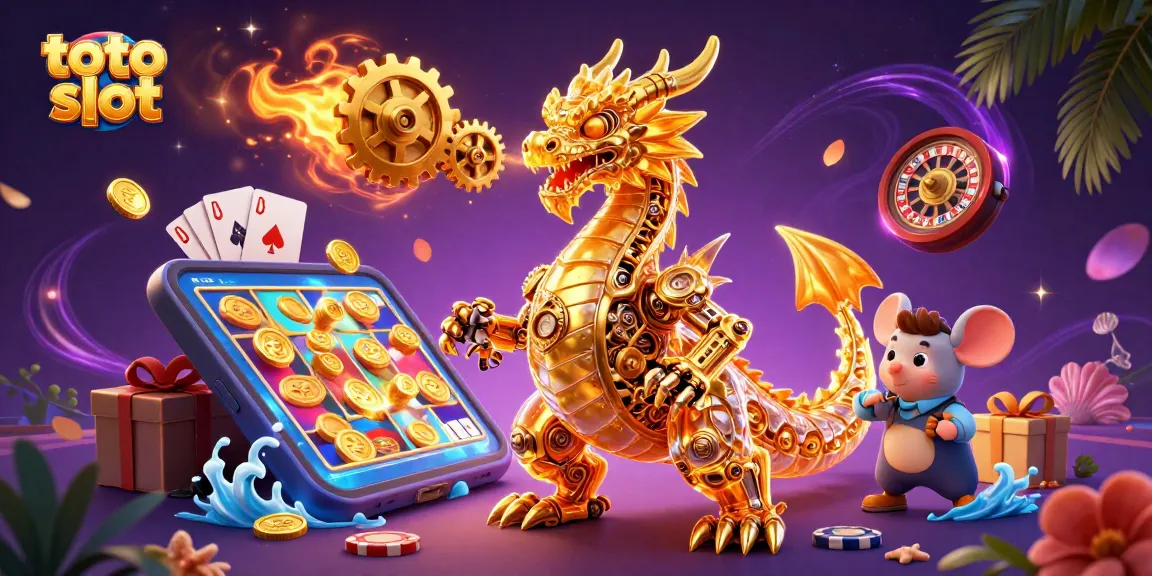 Experience the thrill of toto slot with a magical dragon scene showcasing colorful casino elements.