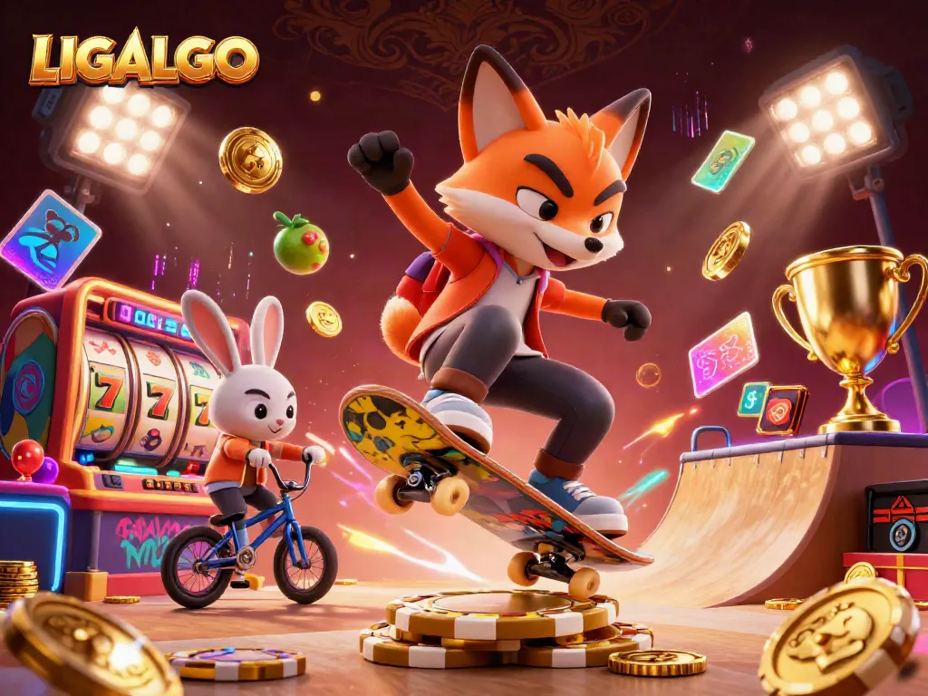 LIGALGO showcases dynamic 3D casino scene with characters engaging in thrilling gaming action.