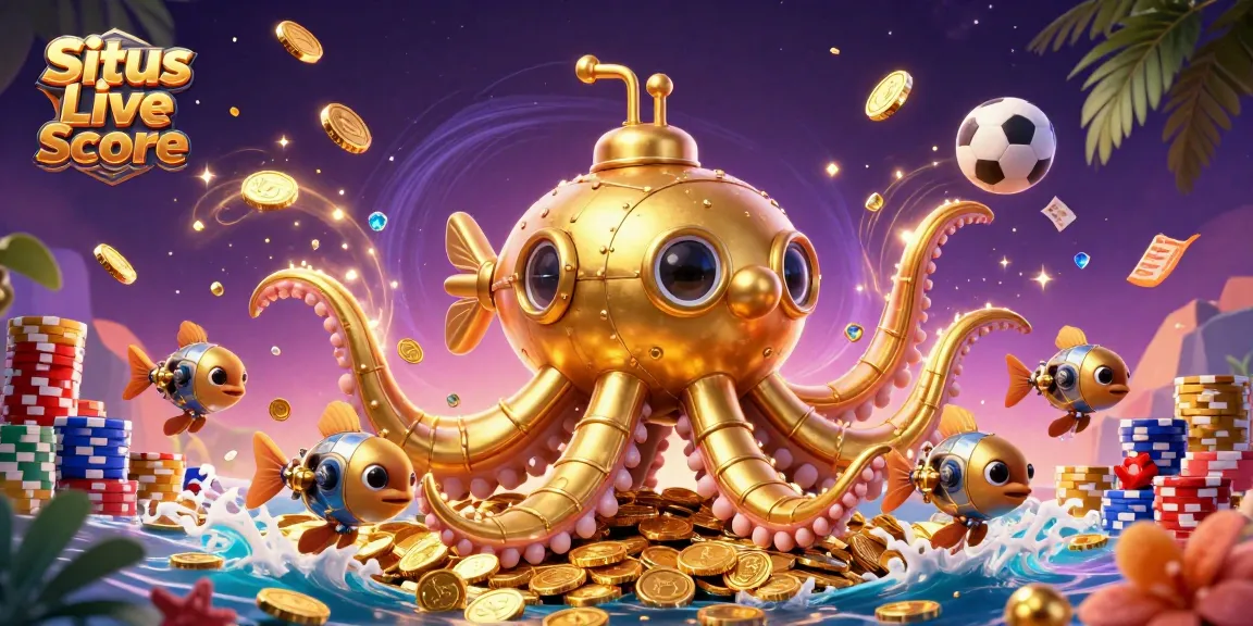 Situs Live Score captures exciting soccer betting action with a vibrant underwater casino theme.