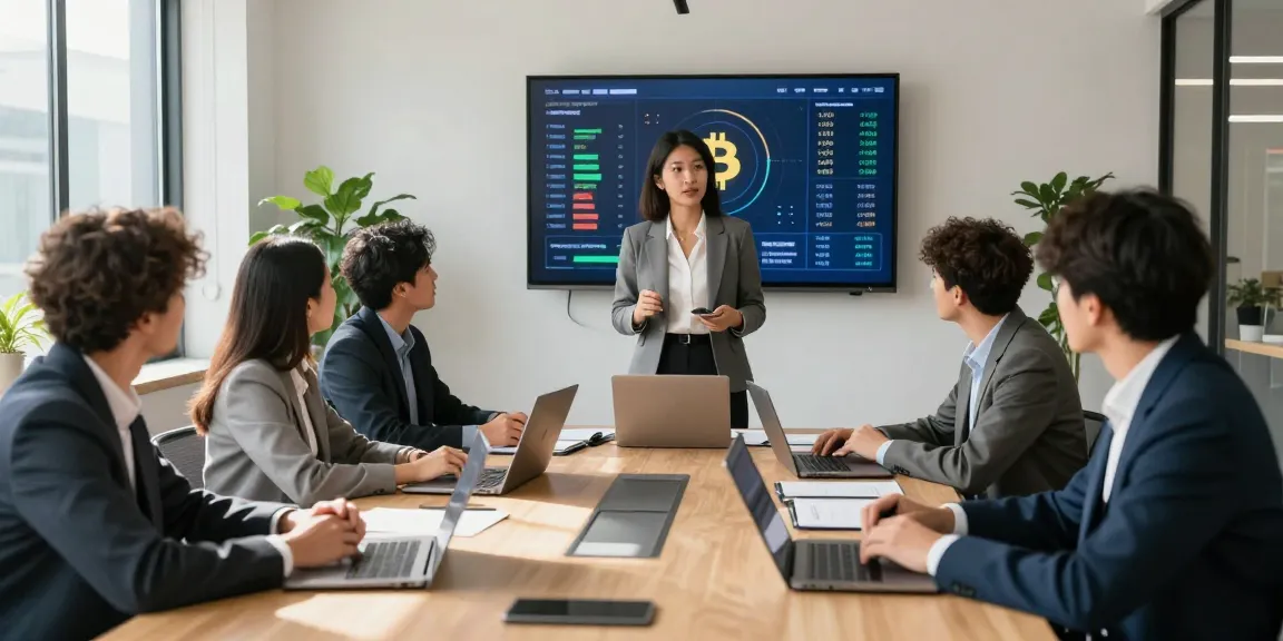 Tim analis keuangan bersama di ruang rapat, membahas tren uangemas99 dan investasi terbaru.