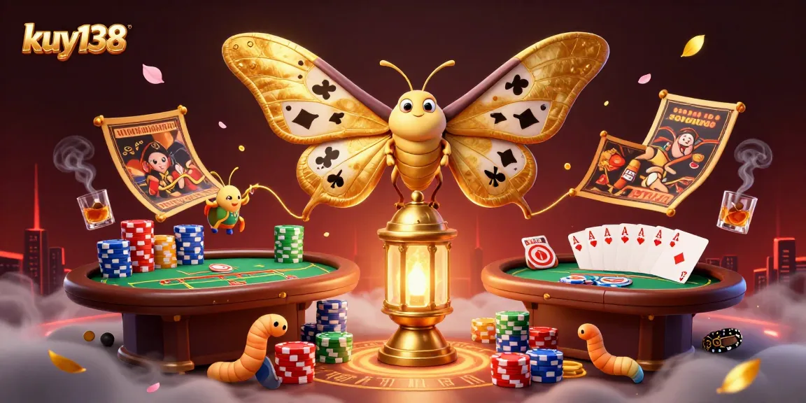 Taruhan menarik kuy138 dengan ilustrasi kasino 3D yang rapi dan penuh warna.