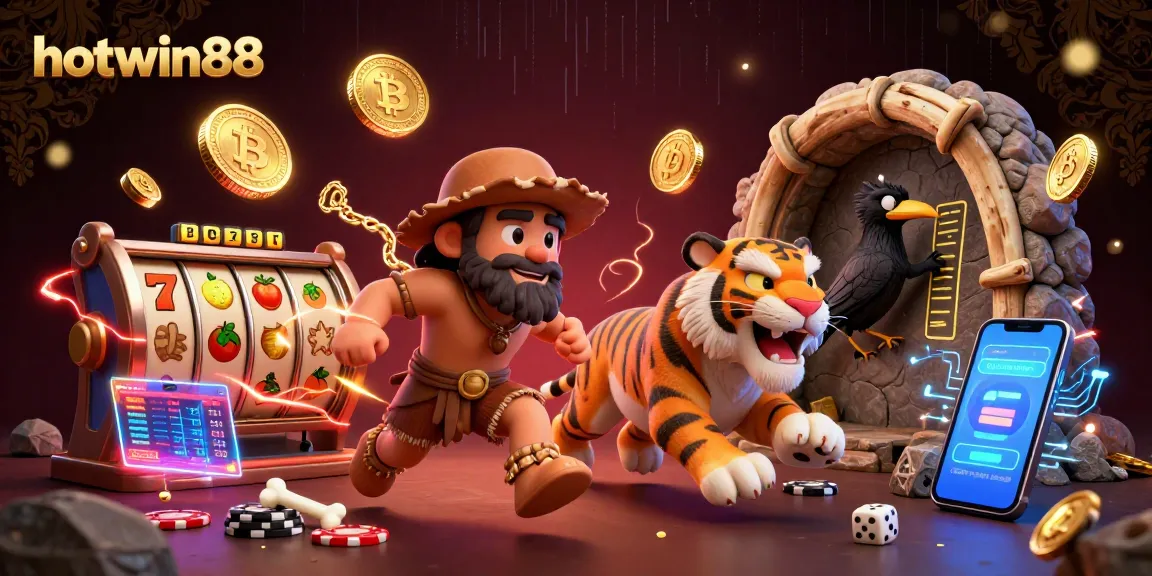 Engage with hotwin88's stacked slots and crypto gaming in a vibrant prehistoric casino.