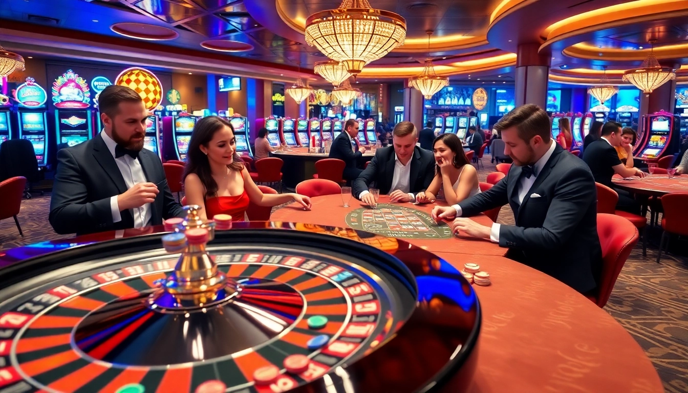Experience the thrill of gambling at https://x88ni.com/ with vibrant casino tables and excited players.