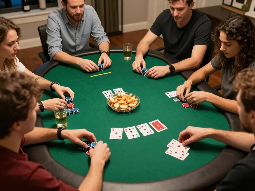 Enjoying a friendly poker game at home, showcasing i9bet strategies for better odds and fun.