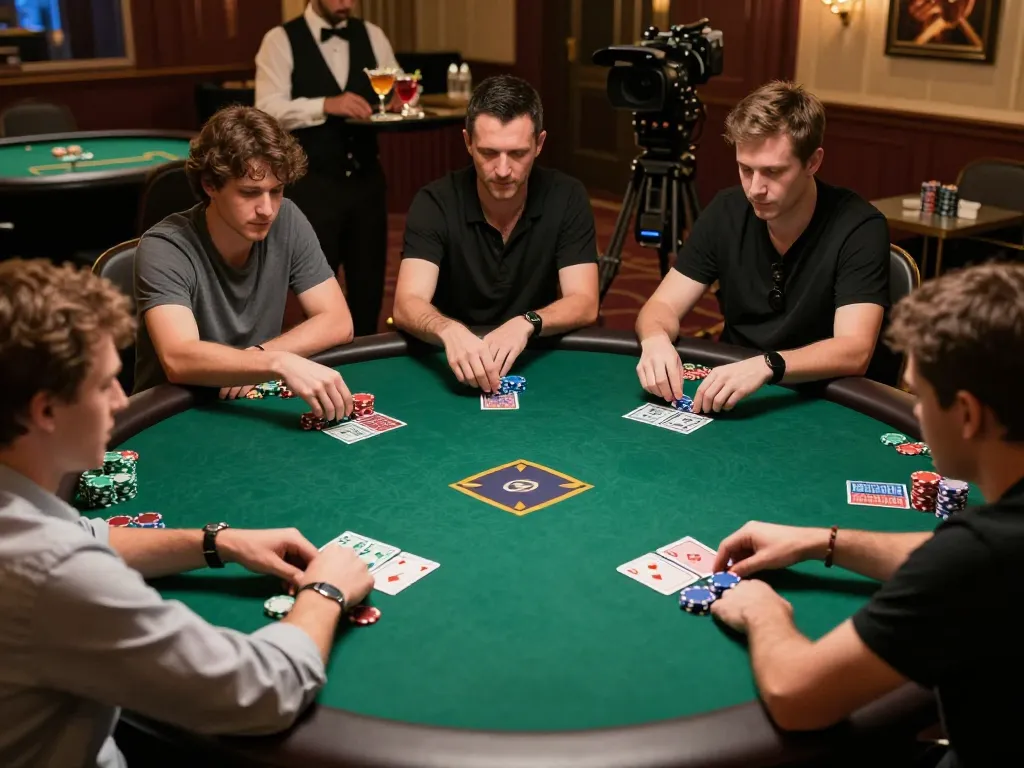 Engaged players at a high-stakes poker game at 56win.autos, showcasing the thrilling casino atmosphere.