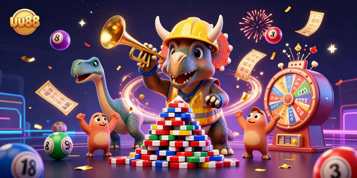 Celebrate winning moments at uu88 with a dynamic 3D casino illustration featuring joyful characters and vibrant game elements.