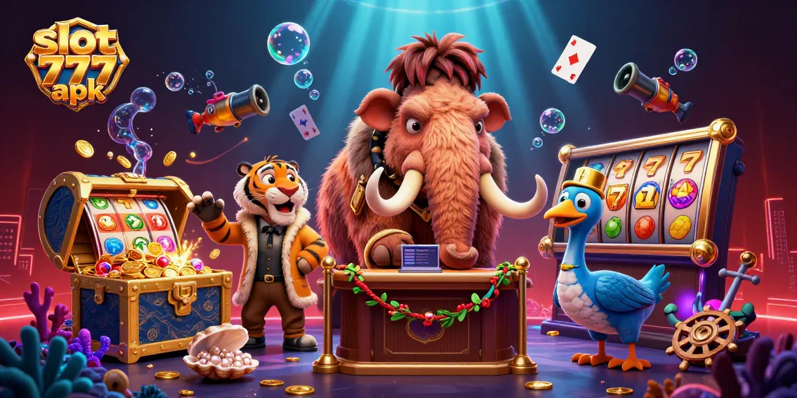 Jelajahi keseruan dan kesempatan menang di slot 777 apk dengan simbol beruntung dan peti harta karun yang meledak.
