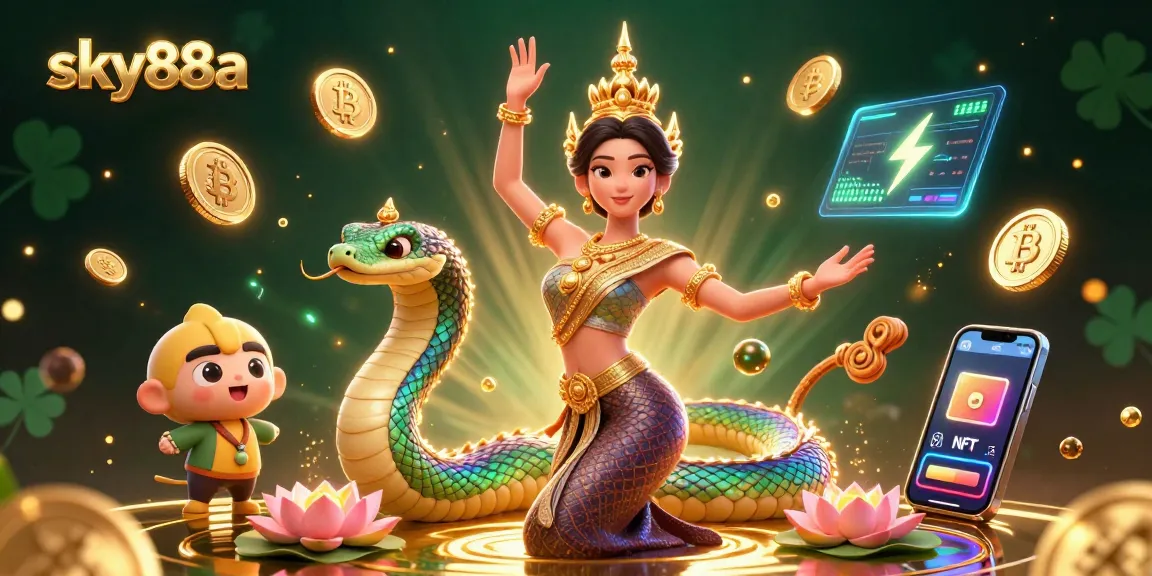 Engage with thrilling bets at sky88a, featuring vibrant 3D casino visuals and cryptocurrency elements.