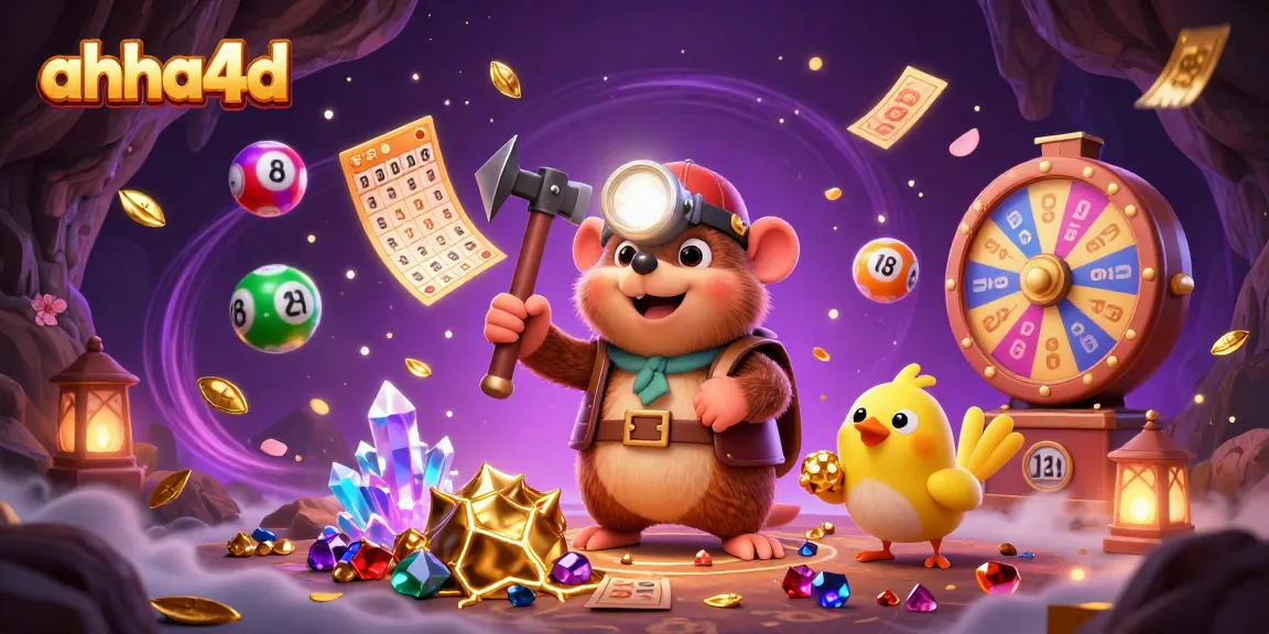 Experience the thrill of winning at ahha4d with a 3D treasure hunter mole amid dynamic lottery elements.