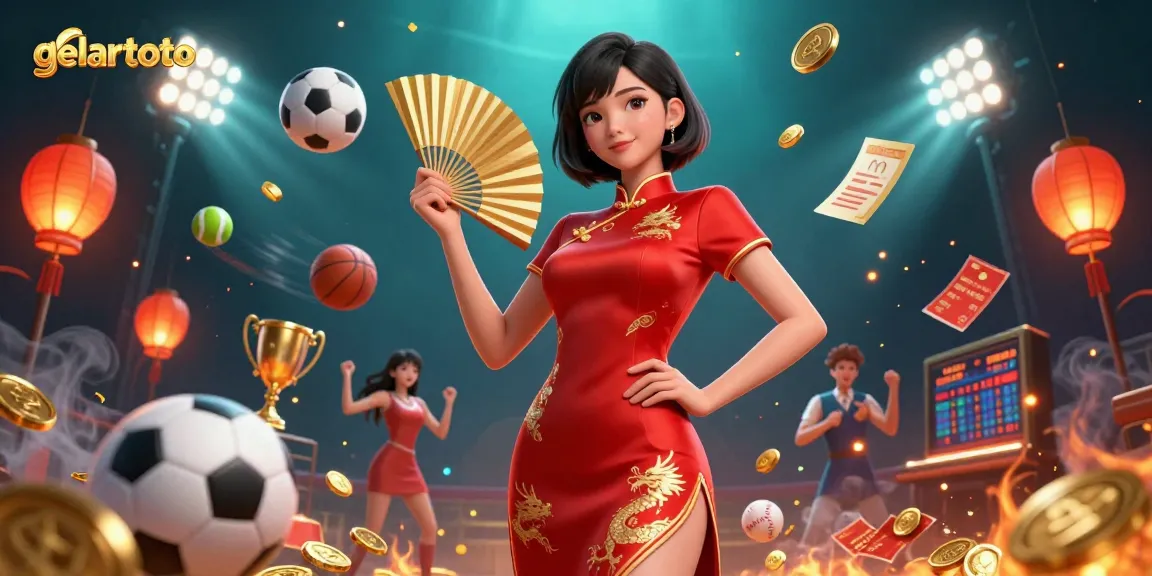 Bet on gelartoto with this lively scene illustrating sports betting action and vibrant online casino elements.