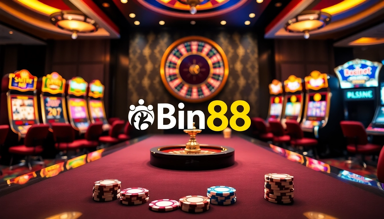 Experience the thrill of winning at Bin88 with dynamic casino tables and vibrant slot machines.