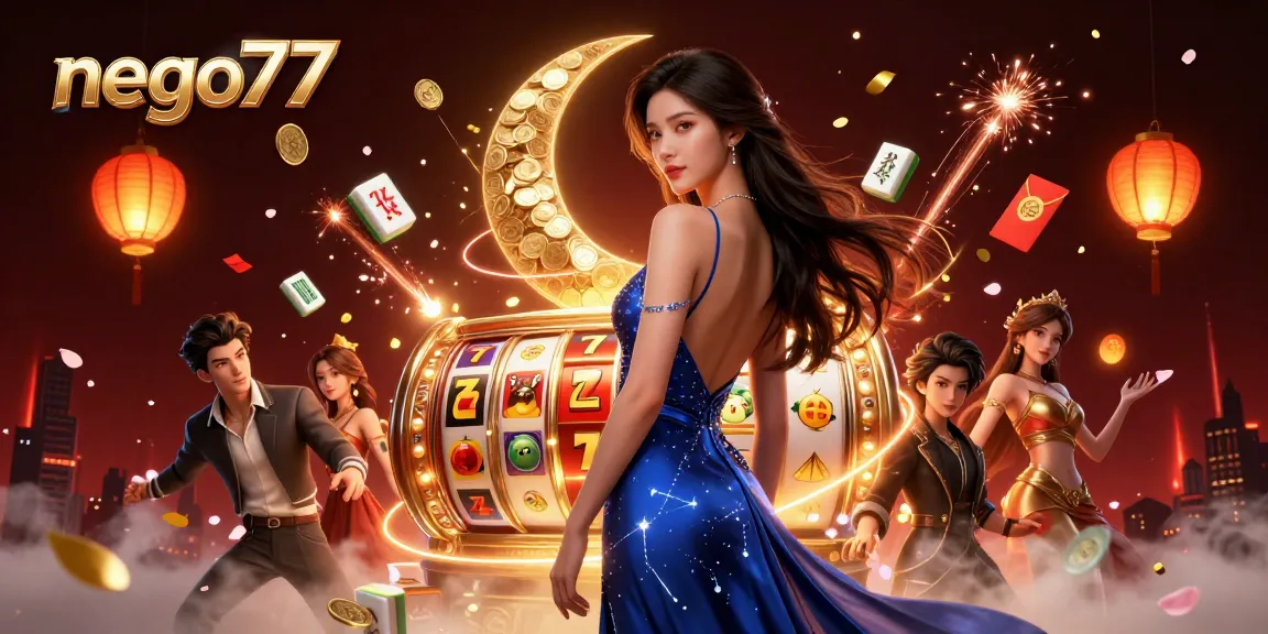Experience the thrill of playing at nego77 with vibrant slot reels and dynamic gaming elements.